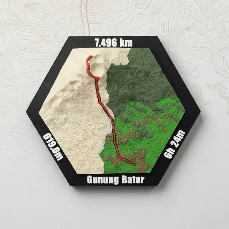 Octagon Strava route tile, 10 cm, four terrain colours